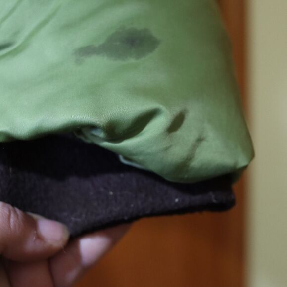 Eddie Bauer Down Green Puffer Goose Down Warm Jacket Upcycle Painted Coat XS - Picture 14 of 16